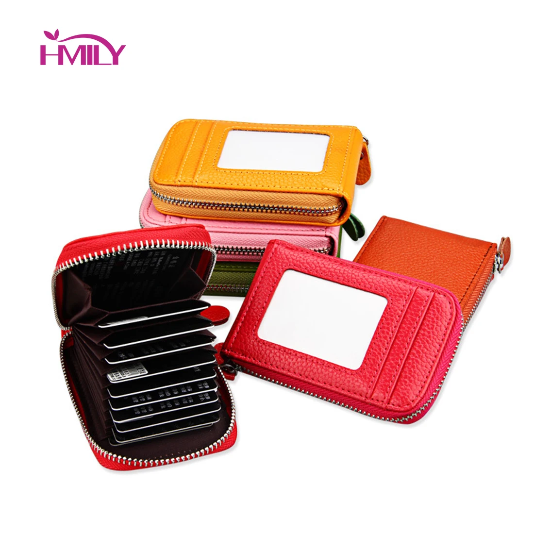 

HMILY RFID blocking Genuine Leather Women Card Holder Wallet High Capacity Credit Card Holders For Female Coin card Purse