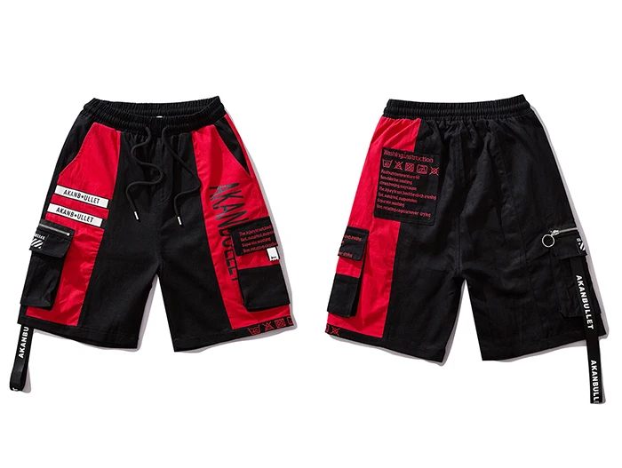 AELFRIC летние цветные блоки с несколькими карманами уличная Лоскутная ЛЕНТА мужские шорты хип-хоп Спортивные Повседневные Свободные тренировочные штаны для бега