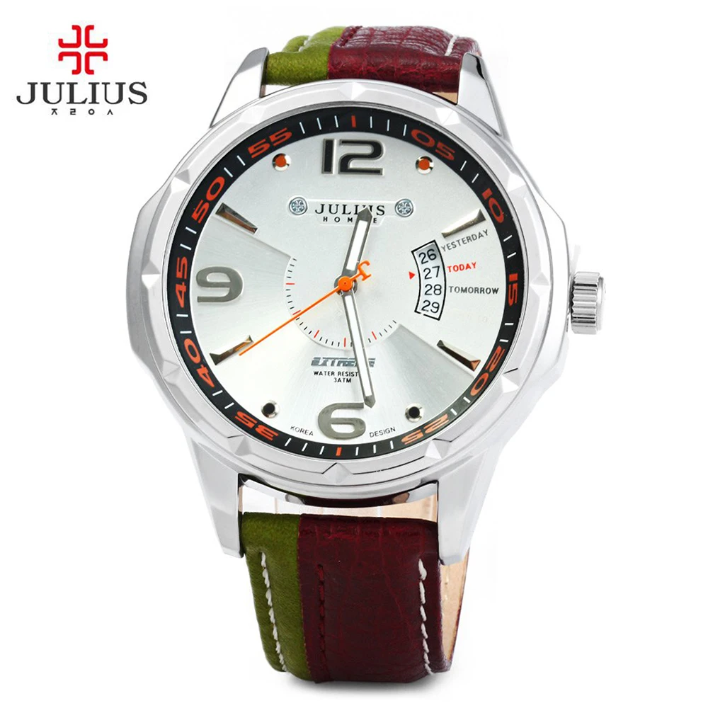 Prix pour Julius Marque De Mode Hommes de Sport montres Hommes Quartz Véritable Bracelet En Cuir Militaire de L'armée Montre-Bracelet Étanche Relogio Masculino Prix pour Julius Marque De Mode Hommes de Sport montres Hommes Quartz Véritable Bracelet En Cuir Militaire de L'armée Montre-Bracelet Étanche Relogio Masculino
