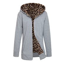 Горячее предложение с капюшоном мягкий свитер с леопардовой раскраской для женщин Европа Америка плюс бархат большой размер куртка пальто Зимняя женская одежда Mujer