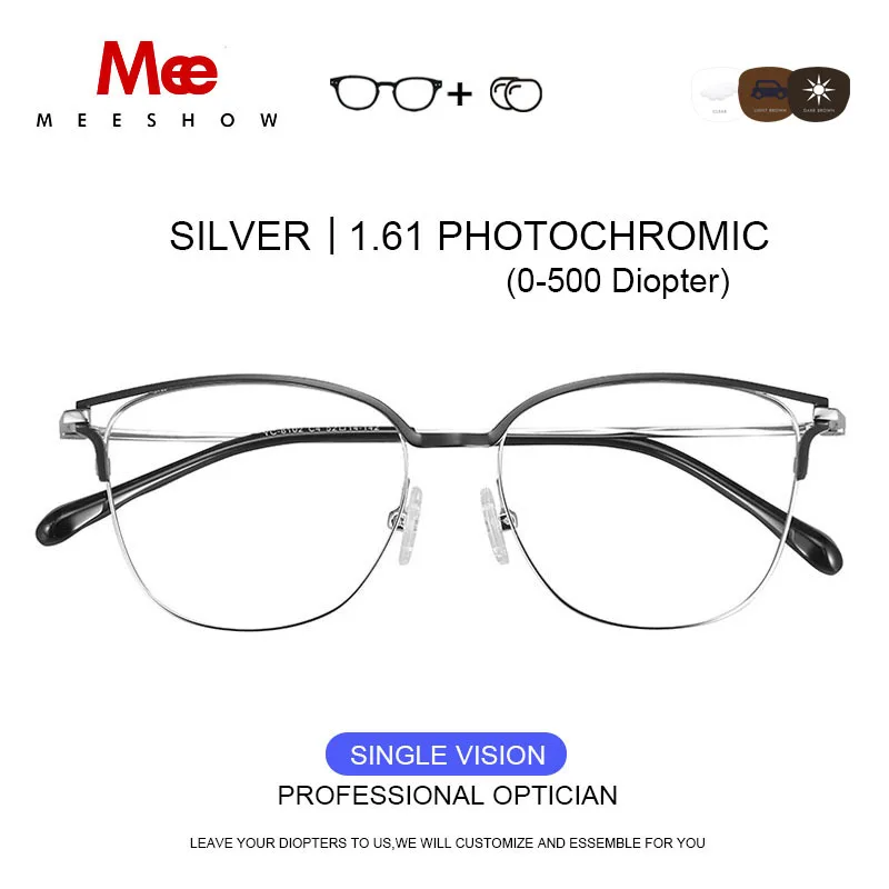 Оправа для очков из титанового сплава, женские очки, очки кошачий глаз, ретро очки с диоптрией, полная оправа - Цвет оправы: Silver 1.61 Photo