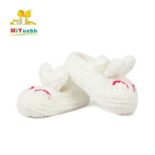 Сплошной цвет кроличьи уши ребенка Для мальчиков и девочек вязание крючком линии обувь малыша новорожденных месяцев Вязание мягкие тапочки xz105