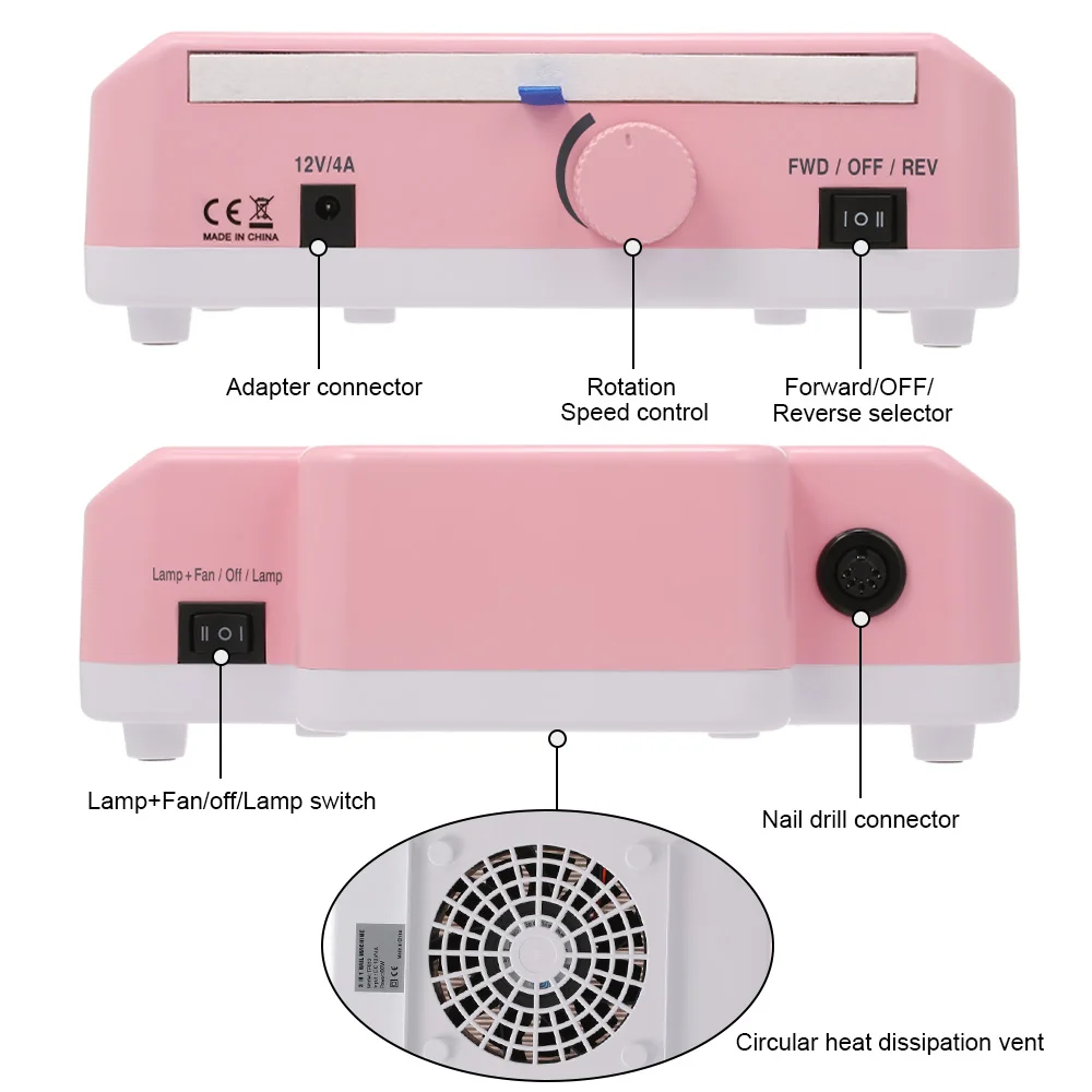 3-в-1 салон, нейл-арта машина 25000 оборотов в минуту, сверла для ногтей пылесборник светодиодный настольная лампа с Фрезер для ногтей, сверлильный биты-Аксессуары