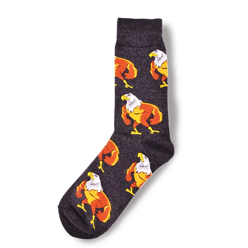 Брендовые мужские носки в стиле Харадзюку, в стиле хип-хоп, из чесаного хлопка, цветные, веселые, веселые, космонавты и ракеты, Акула, теплые носки, мужские носки, рождественские подарки - Цвет: eagle
