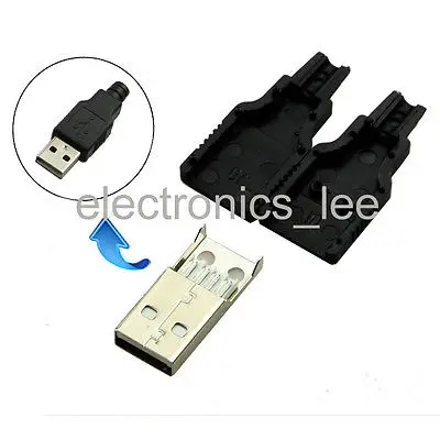 

100pcs Type A Male USB 4 Pin Plug Socket Connector&Plastic Cover