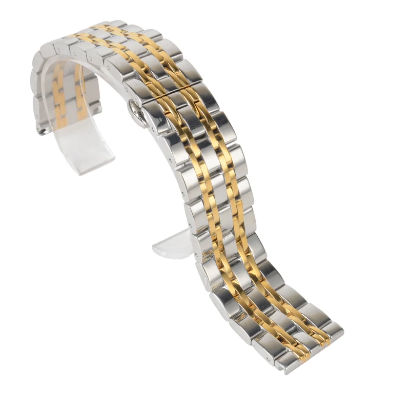 Stainless Steel Buckle Straight End Watch Band Strap Replacement Bracelet New Sliver Gold 18 20 22mm Womens Men Relojes Hombre