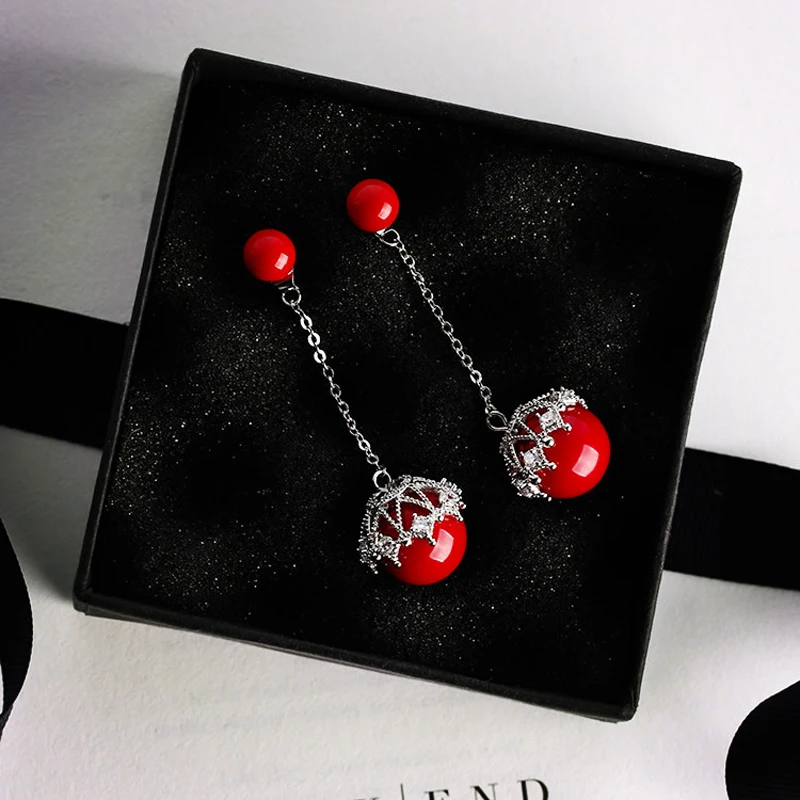 Korean Style Temperament Wild Size Pearl Ball Long Earrings S925 Silver Needle Small Jewelry | Украшения и аксессуары