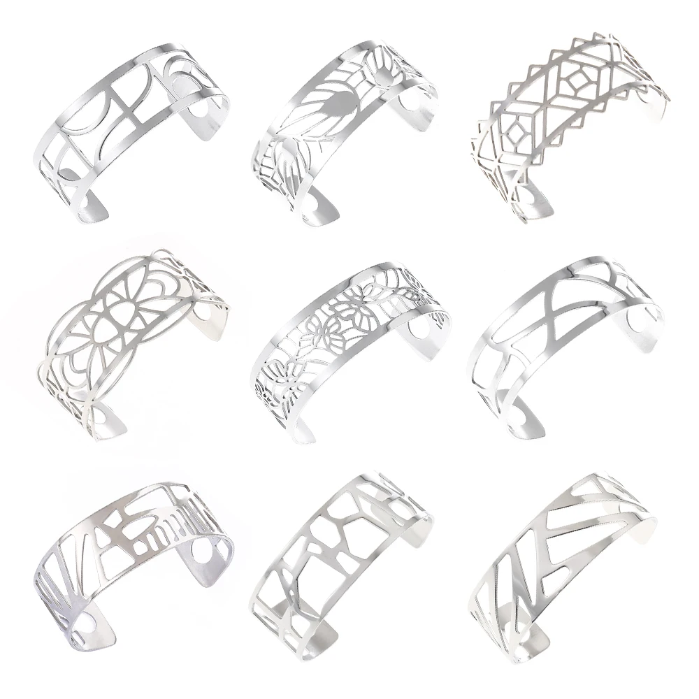

Cremo Bangles For Women Hollow Bracelets&Bangles Bijoux Manchette Femme Stainless Steel Cuff Bangle Bracelet Argent Pulseiras