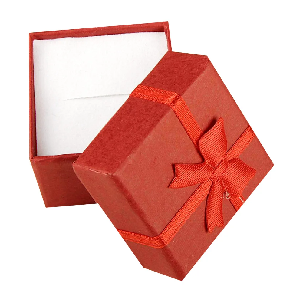 Дешевые WX 4*4*3 см ювелирные изделия серьги браслет кольцо небольшая подарочная коробка красный квадрат коробка лук чехол - Цвет: 9