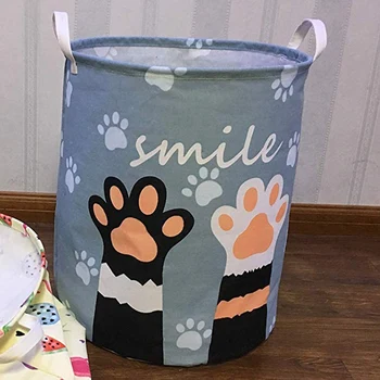 

Laundry Hamper With Handles-Collapsible Canvas Basket For Storage Bin,Kids Room,Home Organizer,Nursery Storage,Baby Hamper,19.