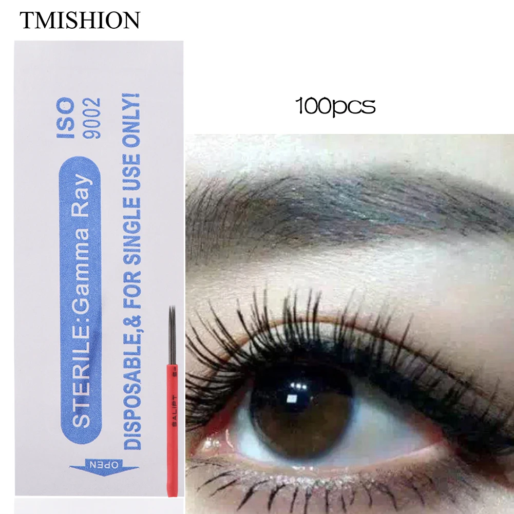 

100pcs Disposable Sterile R5 LINER Microblading Needle Fog Eyebrow Tattoo Manual Blades Permanent Makeup Hand Embroidery Supply