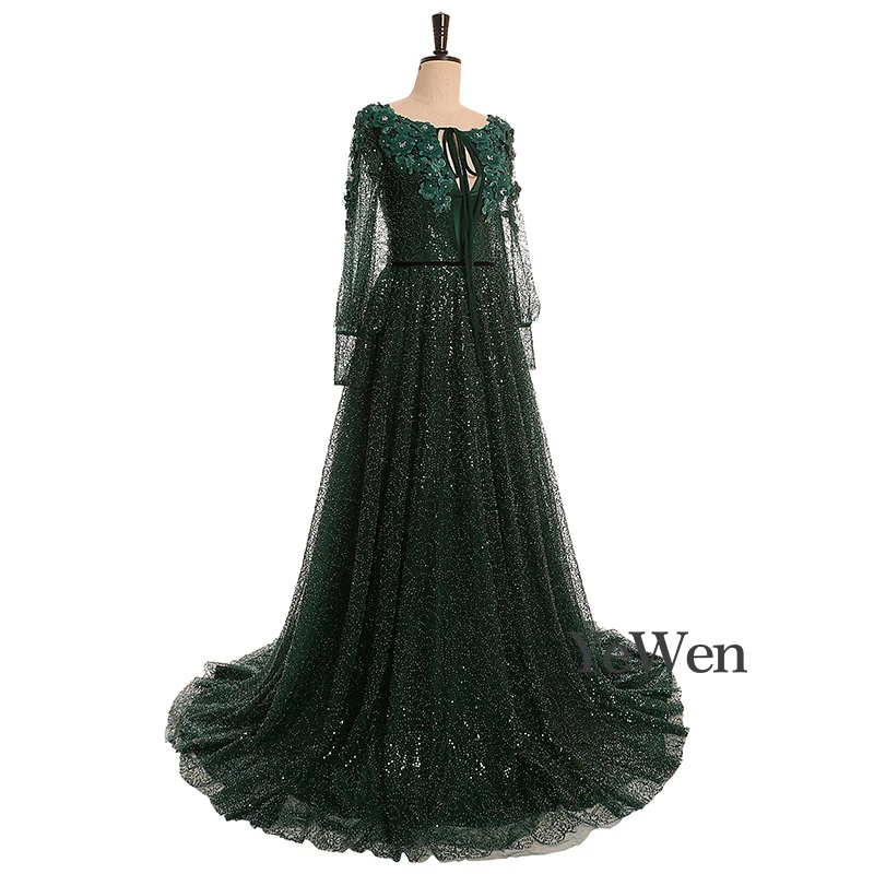 Зеленое элегантное вечернее платье изумрудные модные вечерние платья Длинные вечерние платья Платья для особых случаев YW013