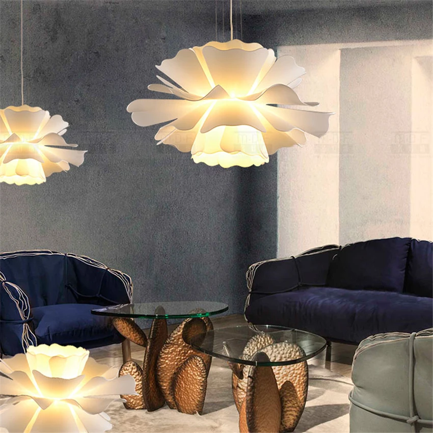 

Nordic Restaurant Flower Pendant Lights Bedroom Living Room Dining Art Deco Beauty Salon Acrylic Shade Hanging Lamps Fixtures