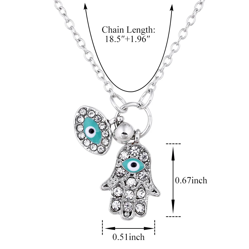 Женское Ожерелье Fatima Hand Hamsa Lucky Blue Eye, модное Золотое серебряное ожерелье с кристаллами и подвеской, ювелирное изделие, воротник для женщин