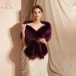 Winter Wedding Wraps 2019 Purple Warm Shrug Shawls Women Faux Fur Jacket Thick Free Shipping High Quality Hot 100% Real Pics Winter Wedding Wraps 2019 Purple Warm Shrug Shawls Women Faux Fur Jacket Thick Free Shipping High Quality Hot 100% Real Pics
