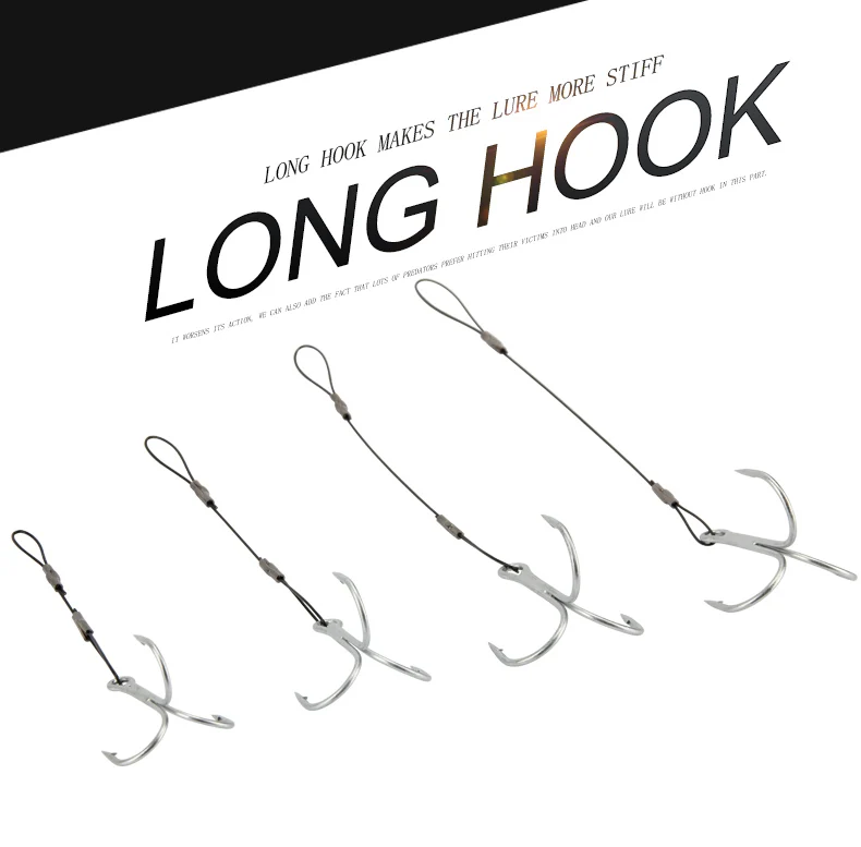RoseWood 1pcs High Carbon Steel String Hook Rigs #6 #1 #10 #20 Soft Baits Fishhooks Fishing Tackle Tools Accessories  (4)