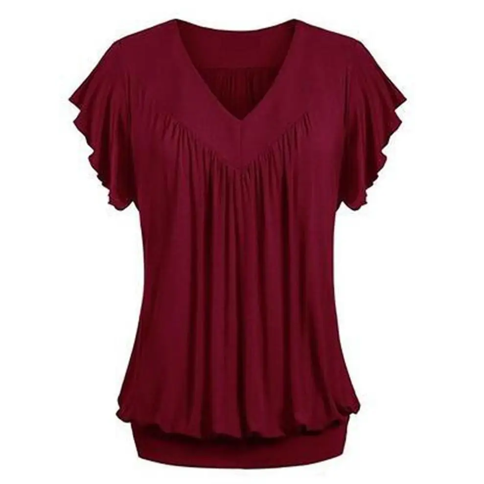 

feitong tshirt women 2018 plus size women clothing solid v-neck sexy t shirt women summer short sleeve shirt women top tees