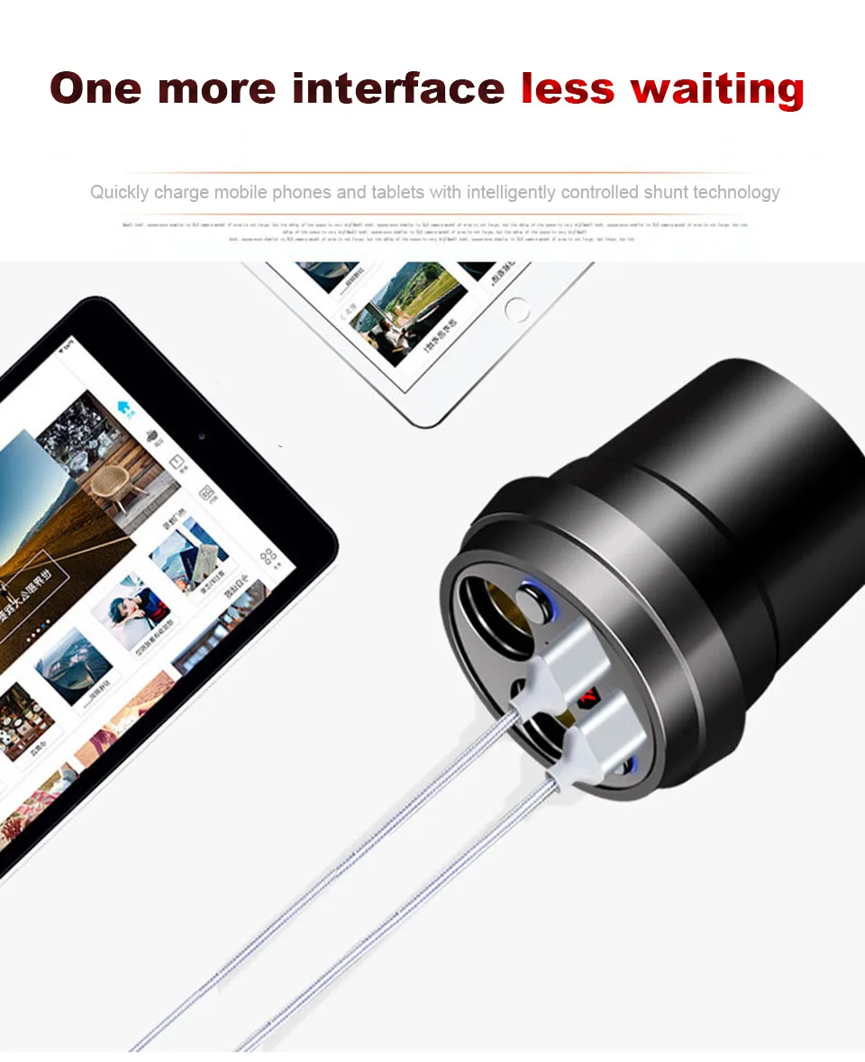 Mobile Phone Charger for Car Dual Port Usb Cigarette Lighter Charger Socket Charging in The Car (6)