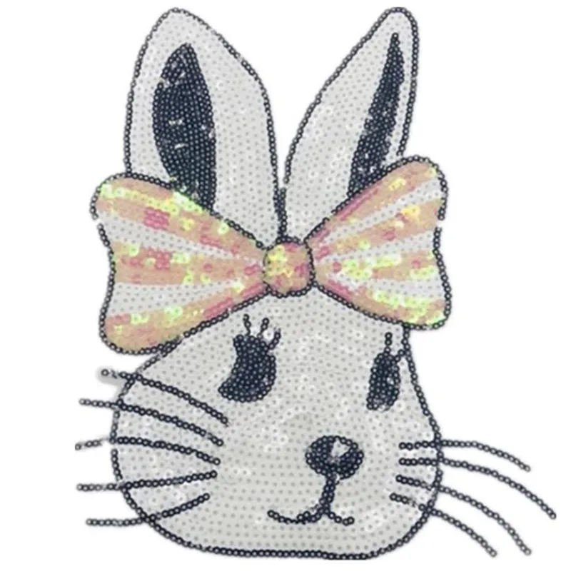 

Clothing Women Shirt Top Diy Large Patch Rabbit Sequins deal with it T-shirt girls Biker Patches for clothes Animal Stickers