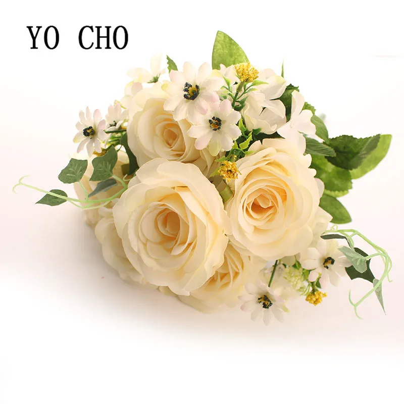 YO CHO Wedding Decoration Large 6 Heads Artificial Peony Bouquet Plants Diy Christmas Decorations For Home Silk Rose Fake Flower | Дом и сад
