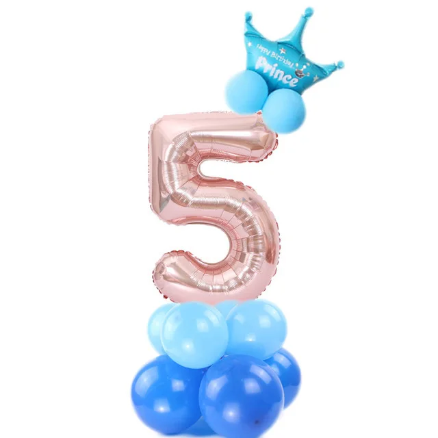16 шт. фольгированные воздушные шары на день рождения, воздушные гелиевые цифры, воздушные шары с цифрами, праздничные украшения для дня рождения, Детские воздушные шары, шары на день рождения - Цвет: Blue 5