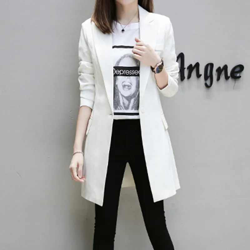

Plus Size 3XL Casual Slim Women Jacket Blazer Female Business Suit 2019 New Spring Autumn Elegant Ladies Coats Long Small Suits