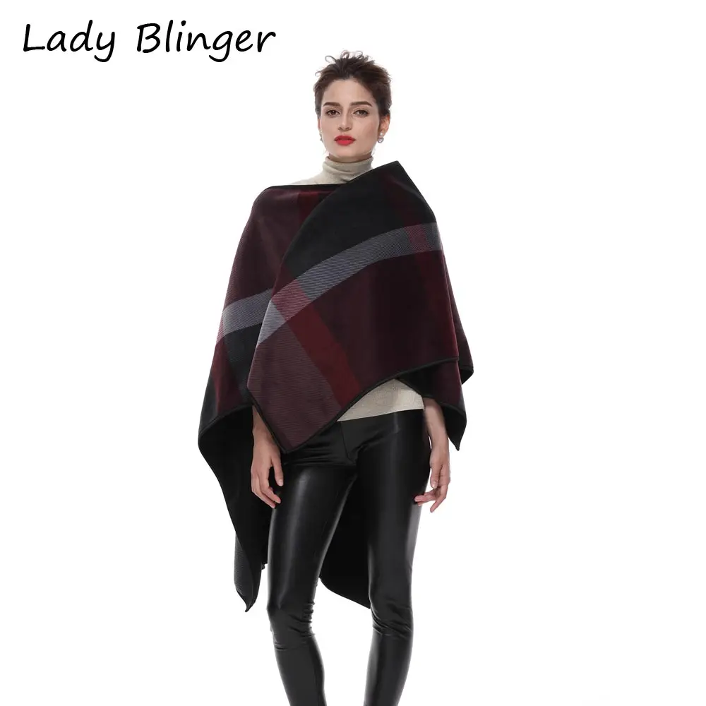 Lady blinger классические клетчатые палантины искусственный кашемир накидка толстые