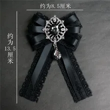 Новая булавка модная повседневная женская оригинальная ручная брошь для галстука-бабочки Черная кружевная лента рубашка со стразами воротник