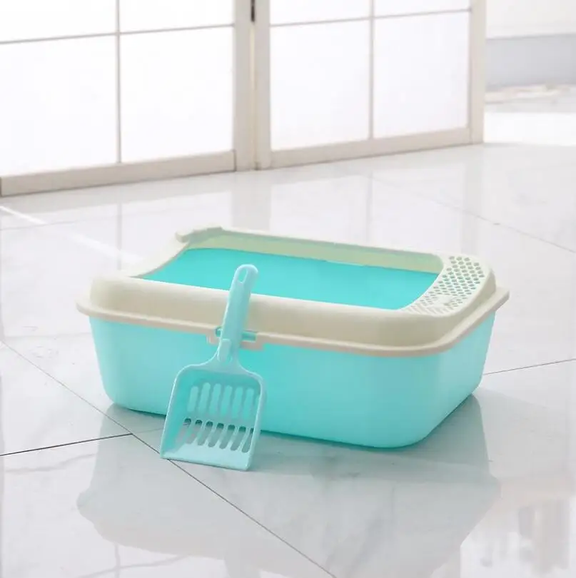 HIPET Pet Dog Cat Litter Box Toilet Bedpan Semi-closed Anti-Splash Puppy Teddy Indoor Toilet Supplys For Dogs Cats Litter Tray - Цвет: Синий