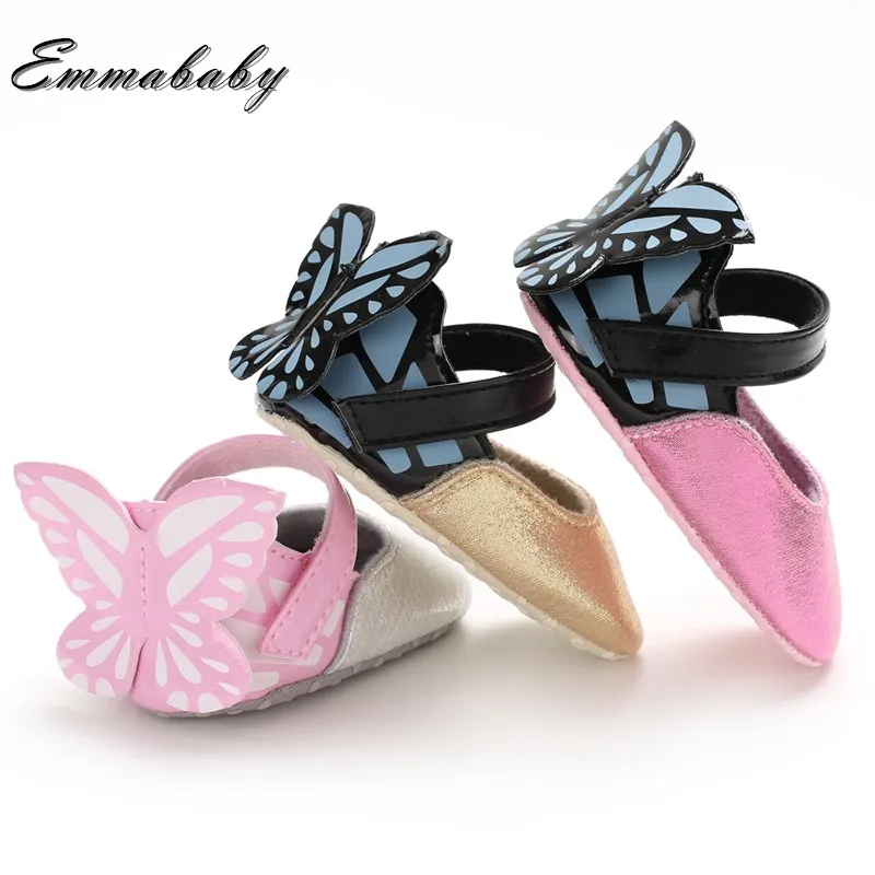 Новая Брендовая детская обувь с бабочками для новорожденных девочек симпатичная обувь с принцессой с крыльями модная обувь для первых шагов 0-18 месяцев