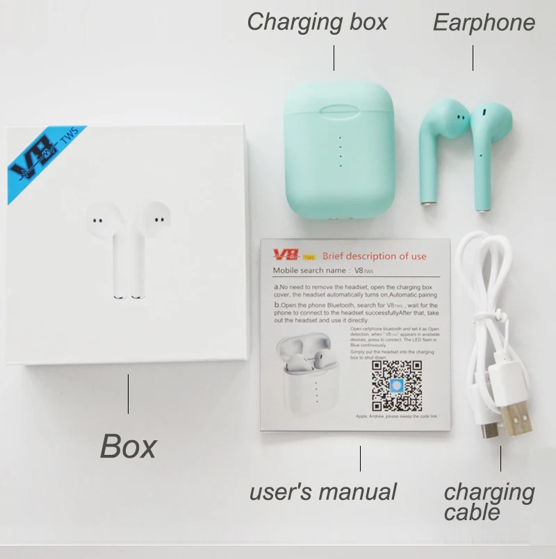 2019 New V8 TWS Wireless Stereo Bluetooth 5.0 Headsets with Pop-ups Window for iPhone Headphones Earphone PK i10 i12 i14 Earbuds (22)