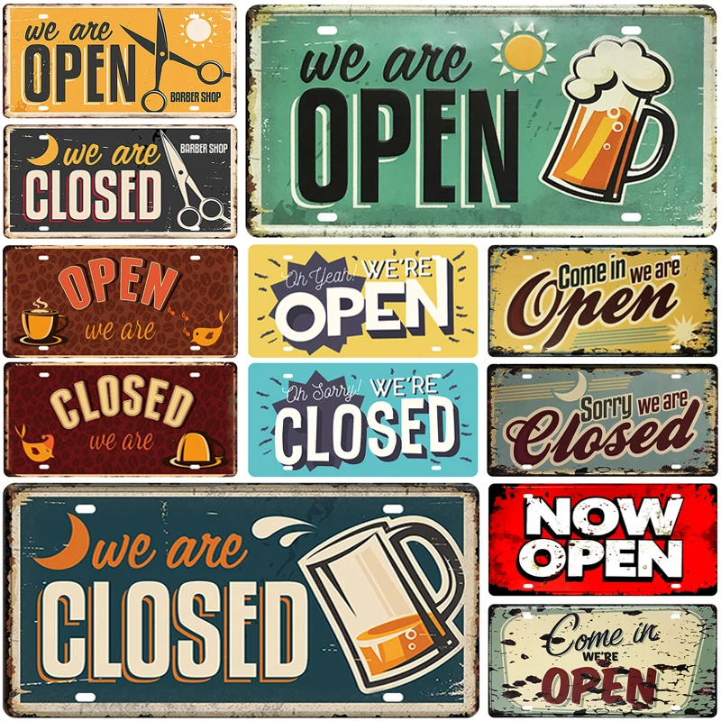 

Open Number Car Metal License Plate Plaque Metal Vintage Tin Sign Metal Signs Vintage Bar Decoration Metal Poster Pub Pin Up