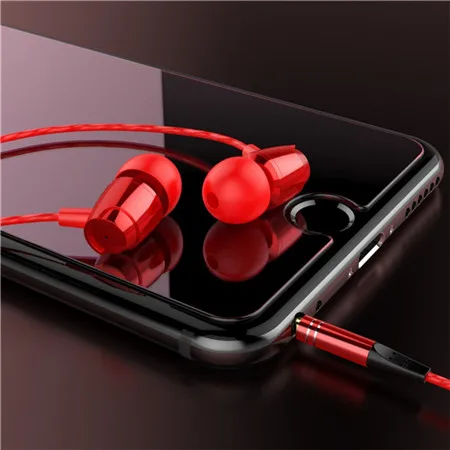 Бас наушники 9D металлические наушники-вкладыши Проводная гарнитура Hifi наушники для samsung huawei Xiaomi телефон наушники fone de ouvido MP3 - Цвет: Red