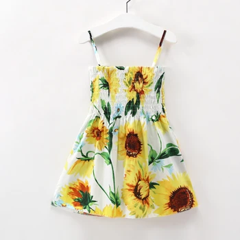 

baby clothes Girl Sunflower Princess Dress New summer bebe Baby Ruched party Dresses Kids Costume Causal Clothes Sling dress