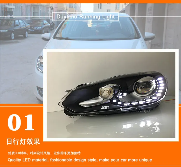 2 шт. автомобильный стиль светодиодный фары для VW golf 6 2009-2013 для golf 6 Головной фонарь светодиодный DRL Объектив двойной луч H7 HID Xenon bi xenon объектив