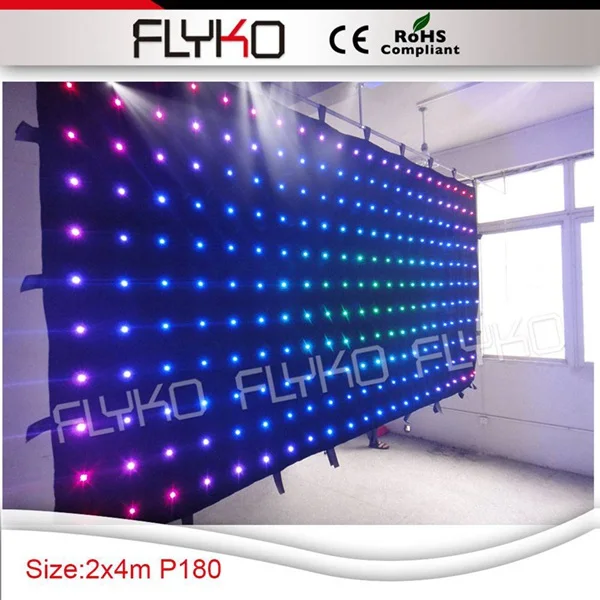 

Free shipping hot sale p18 4x2m best price flexible indoor led video curtain controller system including