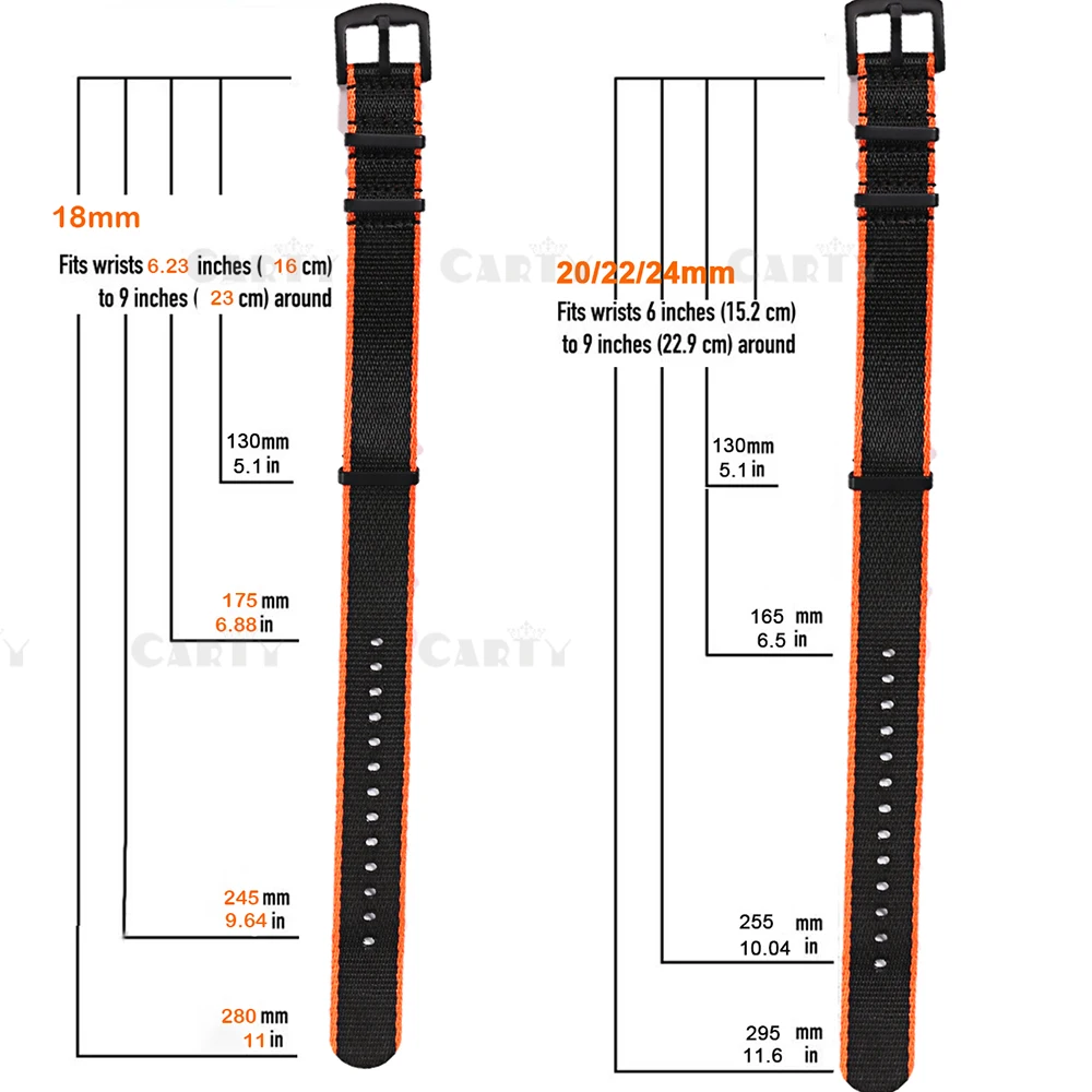 20 мм 22 мм нейлоновый ремень безопасности NATO Zulu ремешок военный G10 ремешок для часов черный/красный черный/оранжевый матовый черный пряжка