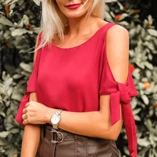 Summer new women's round neck off-shoulder loose T-shirt short-sleeve butterfly knot women vestidos vintage solid t-shirt 2019 stylish women s round neck short sleeve print knot t shirt