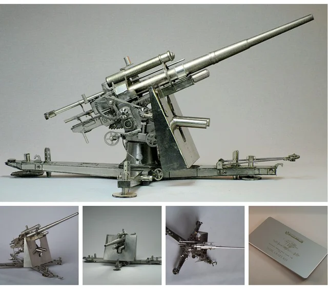 ww2 craft x Model DIY German Military 3D Metal 1/35 Weapons WW2 Flak