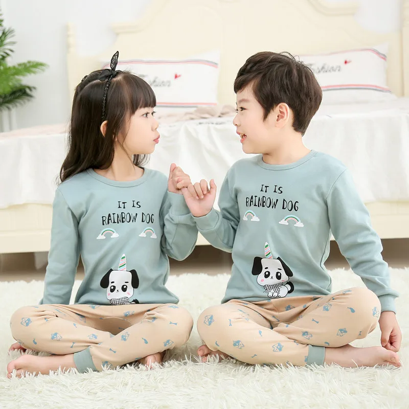 Детские пижамы осенние комплекты одежды для мальчиков и девочек хлопковая детская одежда для сна с рисунком динозавра детские пижамы Enfant Детская Пижама - Цвет: Y-17