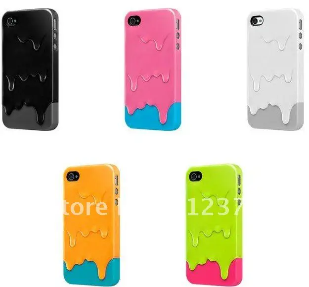 new arrival Ice Cream plastic Case for iPhone 4 4G 4S colorful Melt brand hard cover iphone 4s |