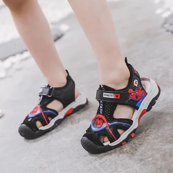 

Boys Sandals 2019 Summer New Children Cartoon Spiderman Sandals for Big Boy Magic Sticker Beach Sandals Comfortable 26-36#
