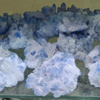 

DHXYZB 5kg Natural blue crystal cluster original Stones Energy Gemstone Rock Quartz Healing raw Mineral for home Decorating