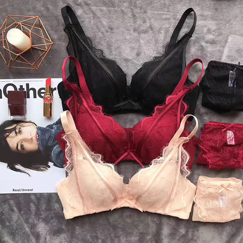 2019 Новый Кружева Bralette набор пикантные прозрачное женское нижнее белье