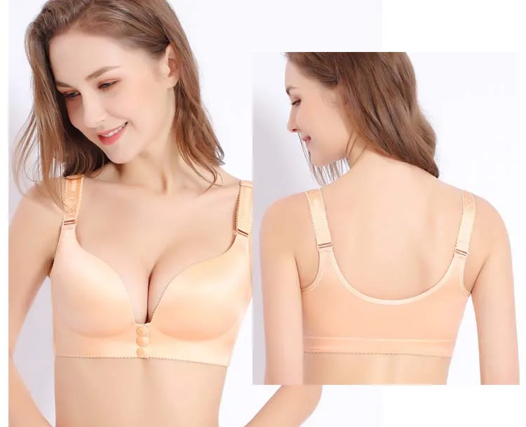 Queenral Front Closure Bras For Women Push Up Bra Underwear Wireless Seamless Brassiere Plus Size Bra Female Bralette CDE Cup   11