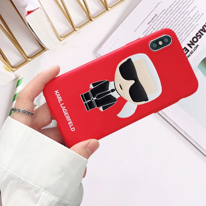 GYKZ Cool Karl Lagerfeld Soft Silicone Phone Case For iPhone XS MAX X XR 7 6 6s Plus Fashion Matte Coque For iPhone 8 Cover Bag