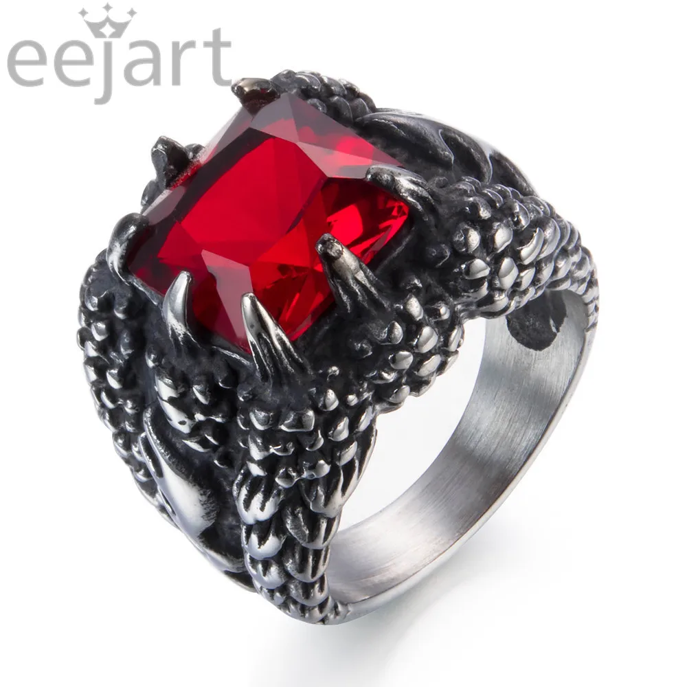 

Men's Stainless Steel Dragon Claw Cubic Zircon Ring