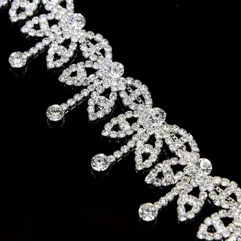 

5Yards Rhinestone Applique Beaded Tassel Fringe Rhinestone Crystal Trim Bridal Accessories DIY Decorations