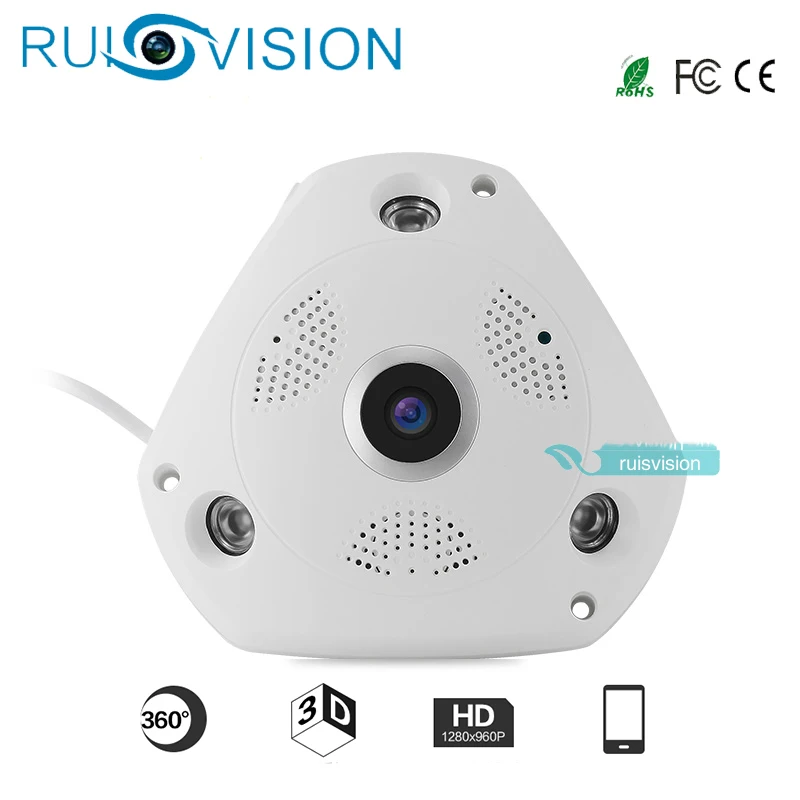 

NEW HD1.3MP/960P 360Degree Fisheye Panoramic Camera HD Wireless VR Panorama IP camera P2P Indoor Security WiFi Cam free shipping