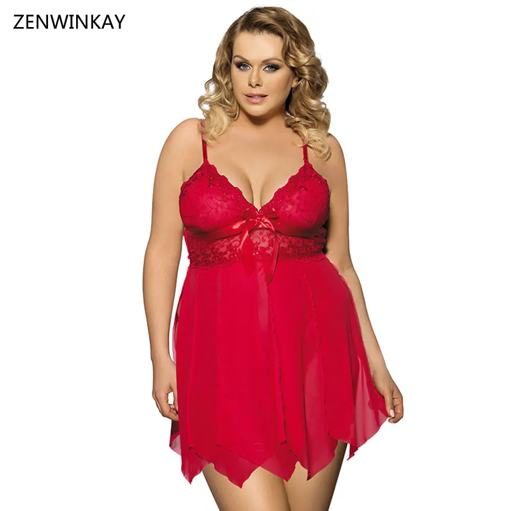 Женское летнее кружевное нижнее белье красное размеры XL 3XL 5XL|lace nightgowns|plus nightgownplus
